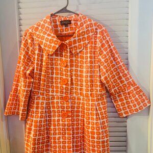 Eden Court Orange/White Lightweight Lined Jacket Coat Bell Sleeves L Large